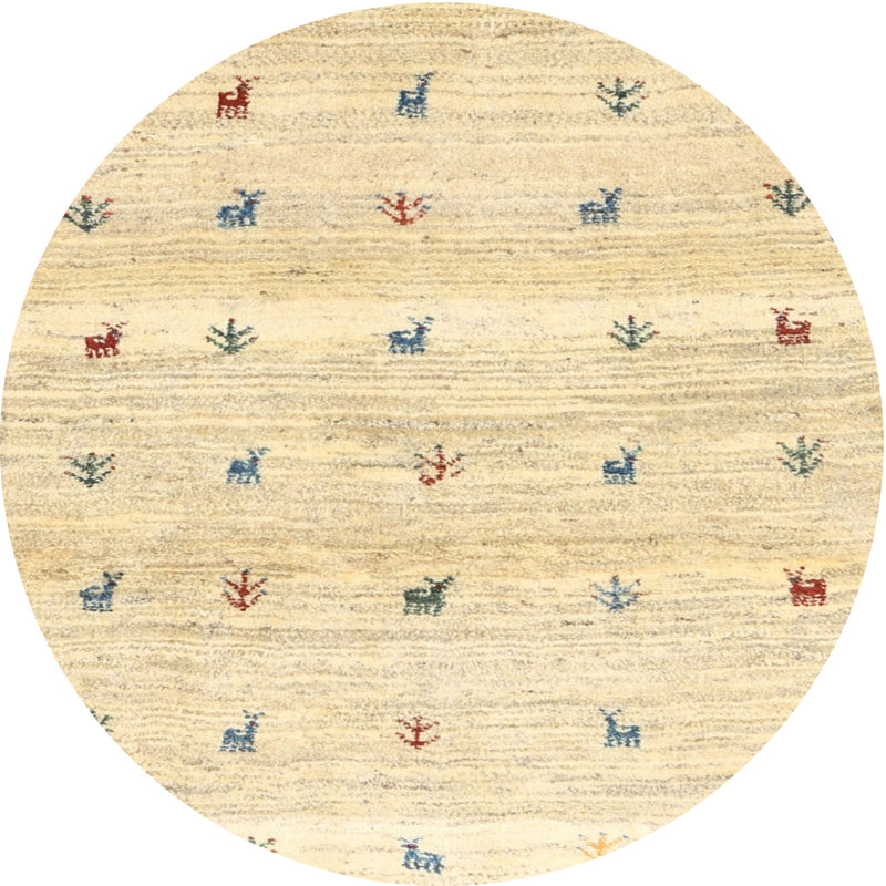 Tapis beige contemporain, Rond 4 pi