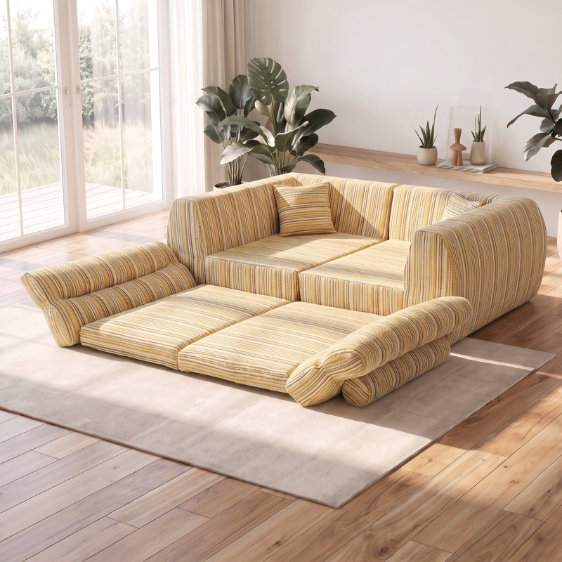 Canapé moderne rembourré avec coussins décoratifs pour salon, petit espace, sans compression, Jaune et noir