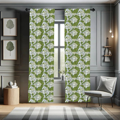 Floral Semi-Sheer Rod Pocket Curtain Panels