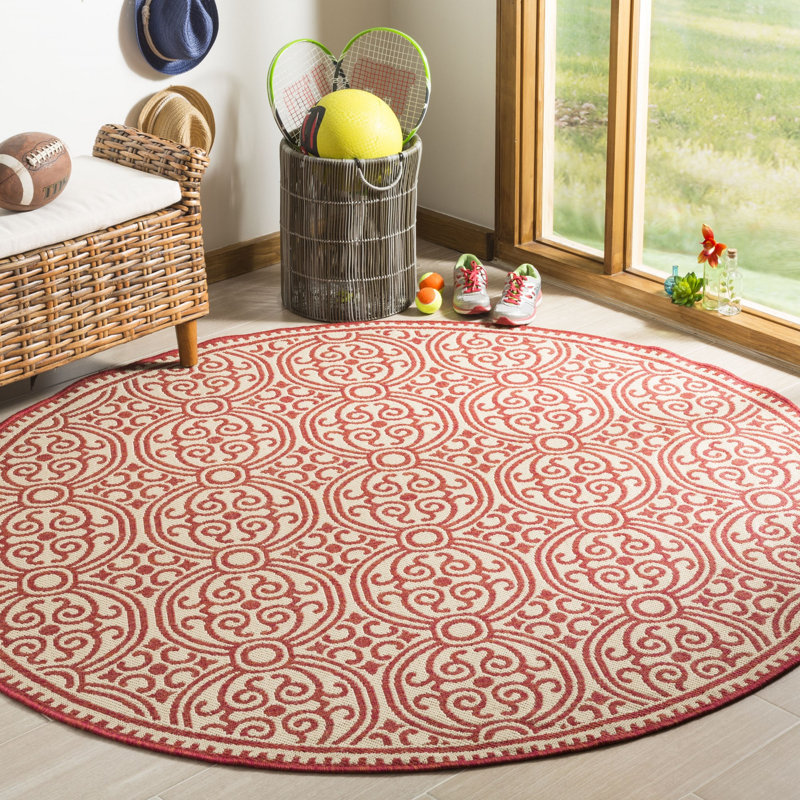 Altizer Performance Geometric Indoor/Outdoor Area Rug, Round 6'7"