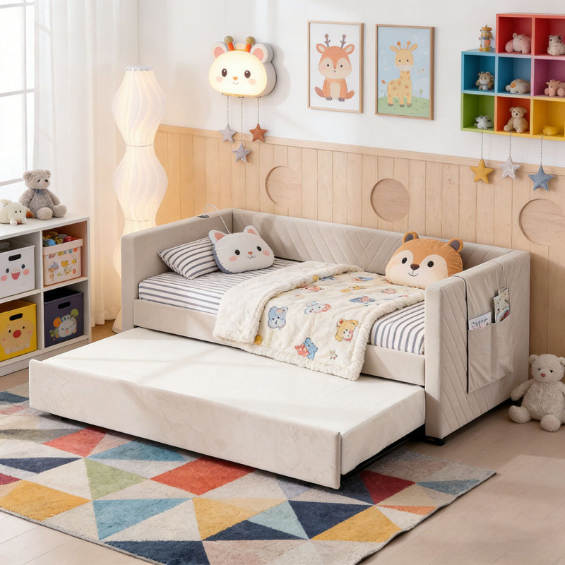 Lit de jour rembourré, Beige 1