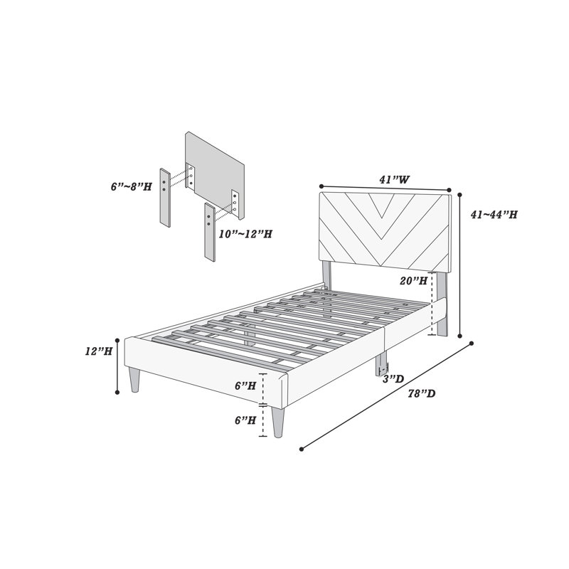 Twin Bed In Velvet With Adjustable Headboard For A Better Night's Sleep Stable 12 Construction And, Light Pink