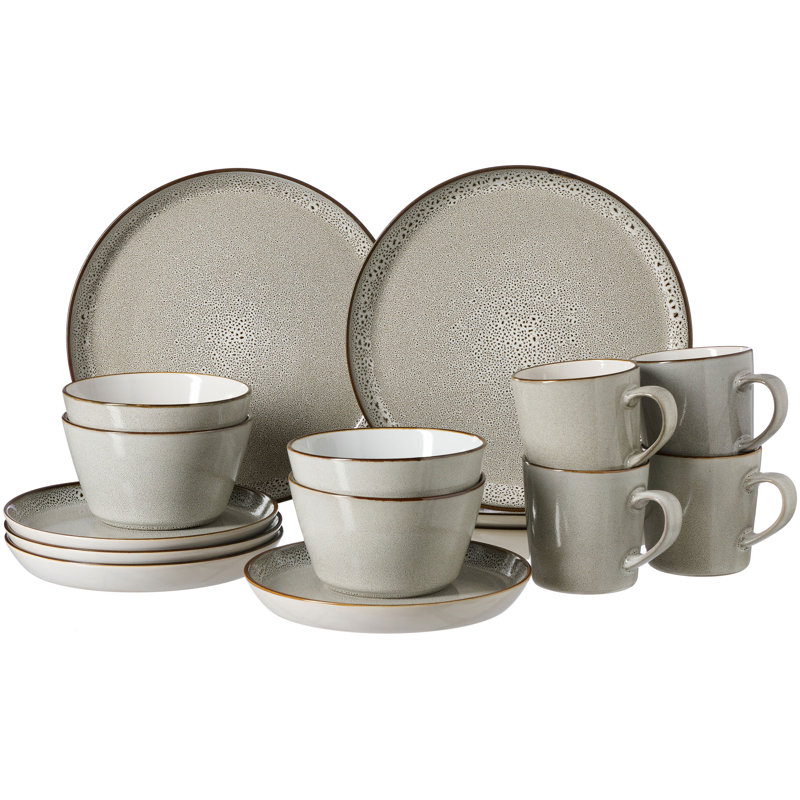 Visby 16 Piece Dinnerware Set, Gray