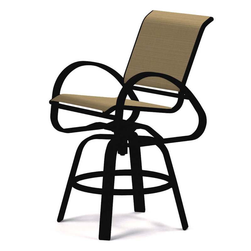 Tabouret de bar Holna, Rouge 1D Sunbrella®, Noir texturé