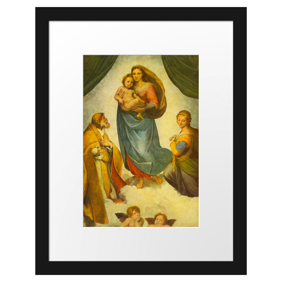 Gerahmter Grafikdruck Sistine Madonna von Raphael