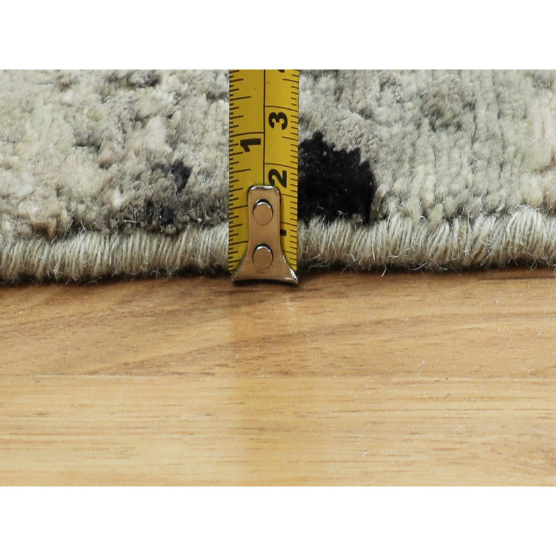 Tapis bleu / beige noué à la main de conception unique 6 pi Friedemann