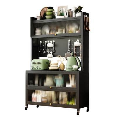 Grey Metal Shelving Unit - 3.91 In. Depth, 12.01 Package Height, 250Kg Capacity, 360 Rotating Wheels For Versatile Use Storage Kitchen Space Load, With Brakes