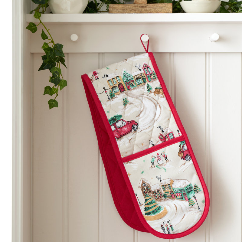 Christmas Town Cotton Kitchen Double Oven Glove