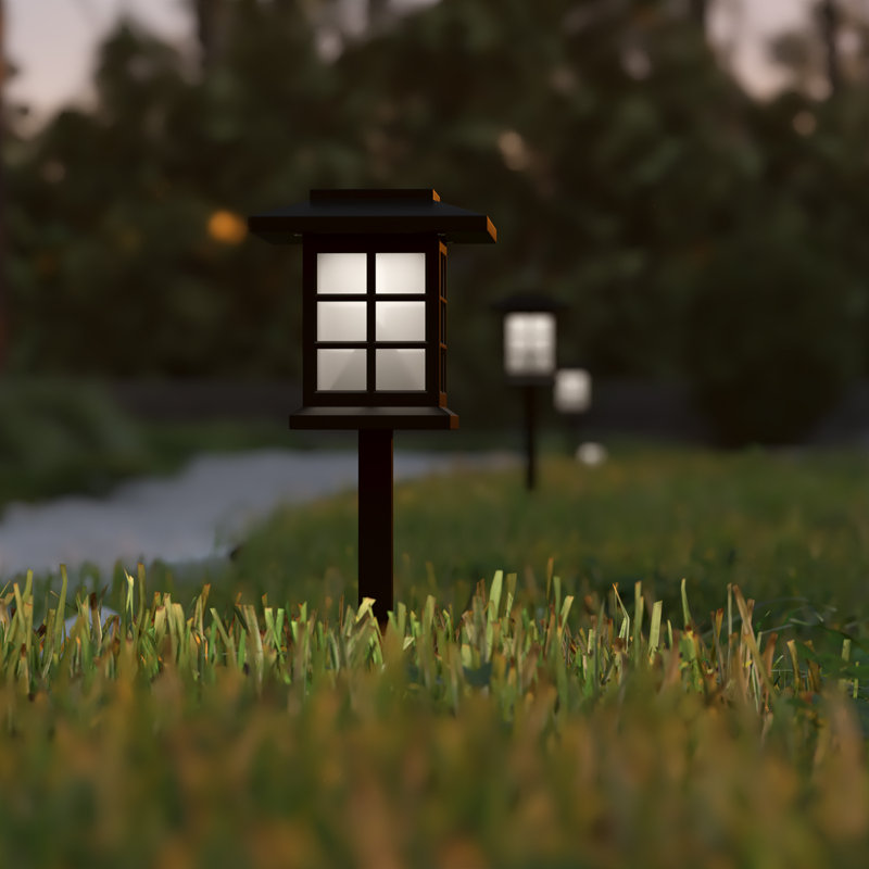 Rutland All - Weather Lantern Design Solar Powered LED Landscape Lights, Black