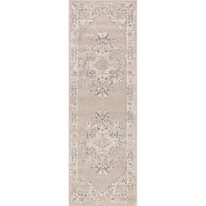 Gena Distressed Transitional Medallion Area Rug, Runner 2'6" x 8'