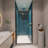 1 3/8" adjustment,universal pivot shower door, open outside, with 1/4" tempered glass and Matted black finish 2472