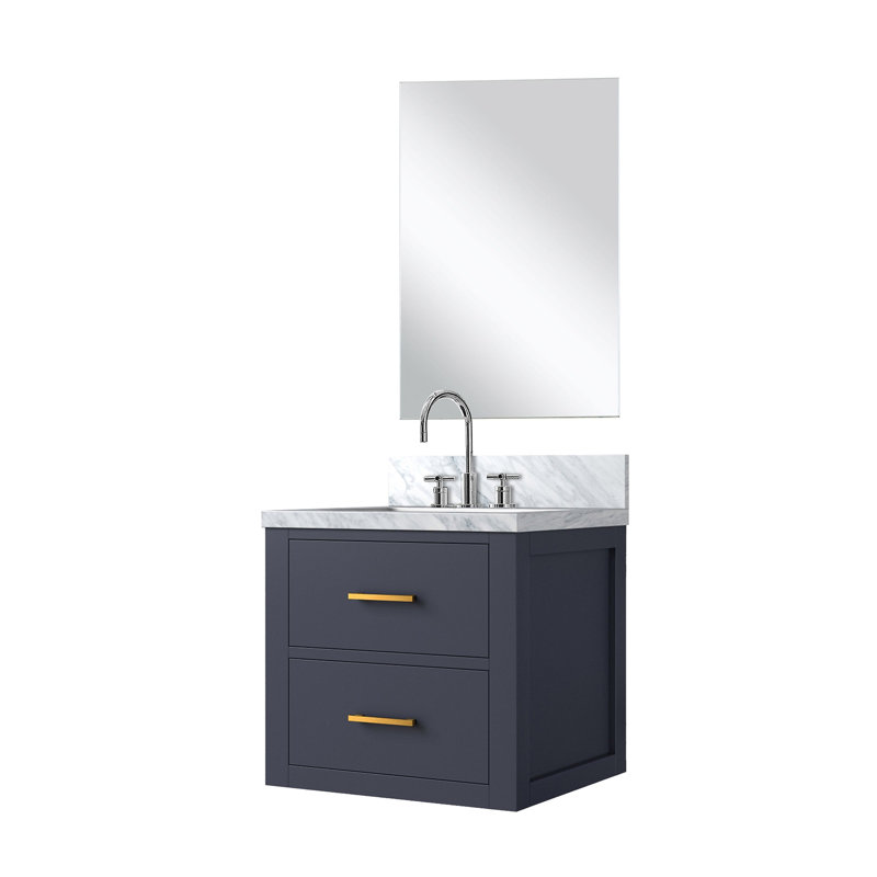Ensemble de meuble-lavabo simple l 20 po x P 18 po, comptoir en acrylique, miroir 18 po et robinet, Bleu