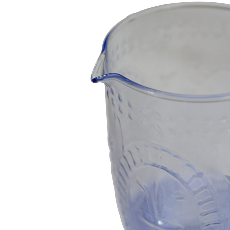 Pichet en verre texturé bleu 8,75 po