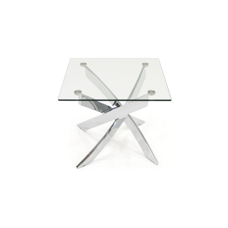 Aki Glass Top End Table