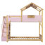Lits superposés roses avec escalier, éclairage DEL 3 couleurs, bois MDF, style moderne-895497218