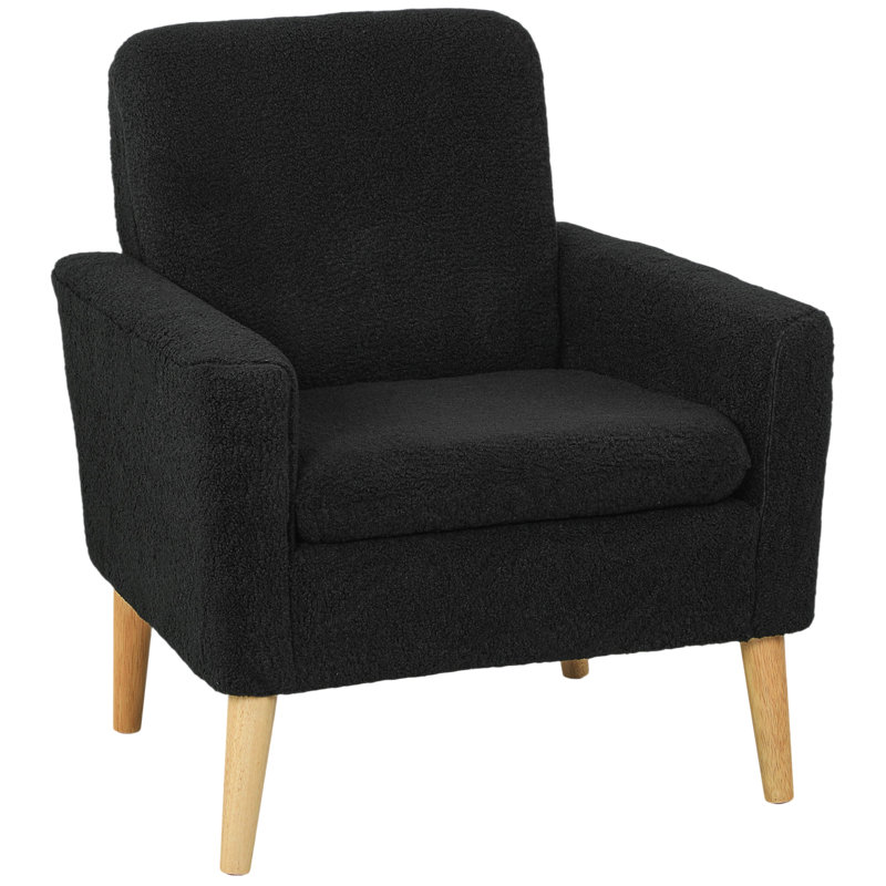 Chaise d'appoint rembourrée avec pieds en bois Teddy, Noir