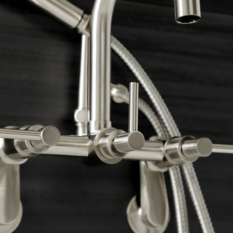 Kingston Brass Concord Wall Mount Clawfoot Tub Faucet, Brushed Nickel, Lever