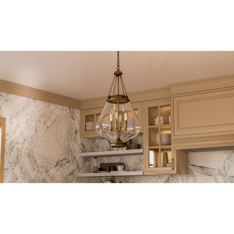 Wallace 4-Light Weathered Pendant, Brass