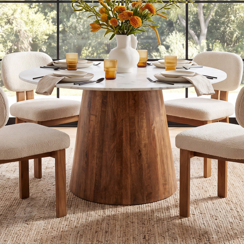 Tamia 48" Round Marble Dining Table