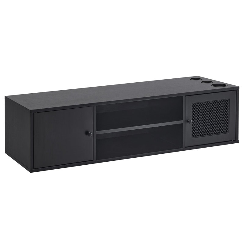 Meuble télé flottant, meuble de rangement mural pour console télé, 47 po de largeur, Noir