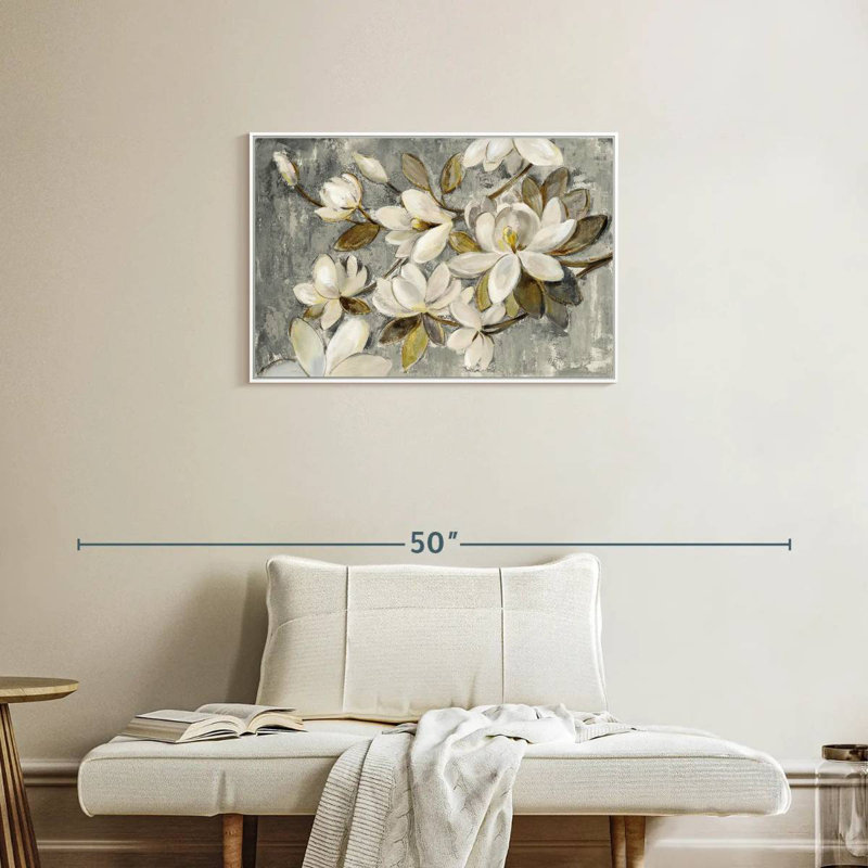 Magnolia simplicité gris neutre, Cadre flottant blanc, 31 po x 21 po