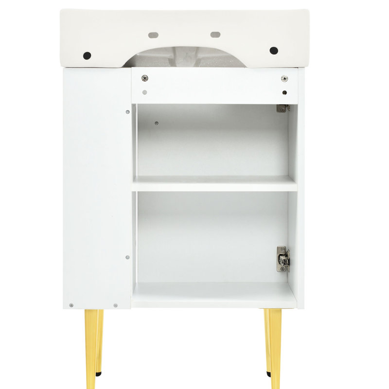 Meuble-lavabo blanc 21,6 po - Meuble-lavabo en céramique et meuble latéral droit, meuble-lavabo, armoire, porte, moderne
