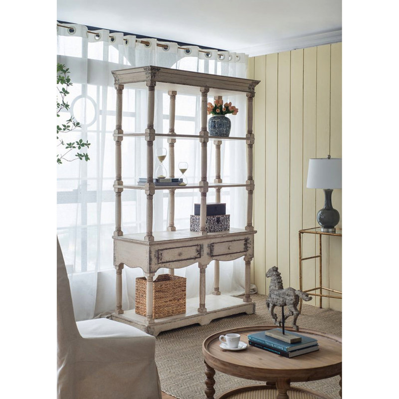 Bibliothèque en bois blanc antique 51 x 19,5 x 81,5 po - option de rangement élégante