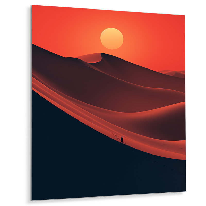 Lever de soleil noir et rouge Photo VI - désert, art mural en métal, H 40 po x l 30 po x P 1,5 po