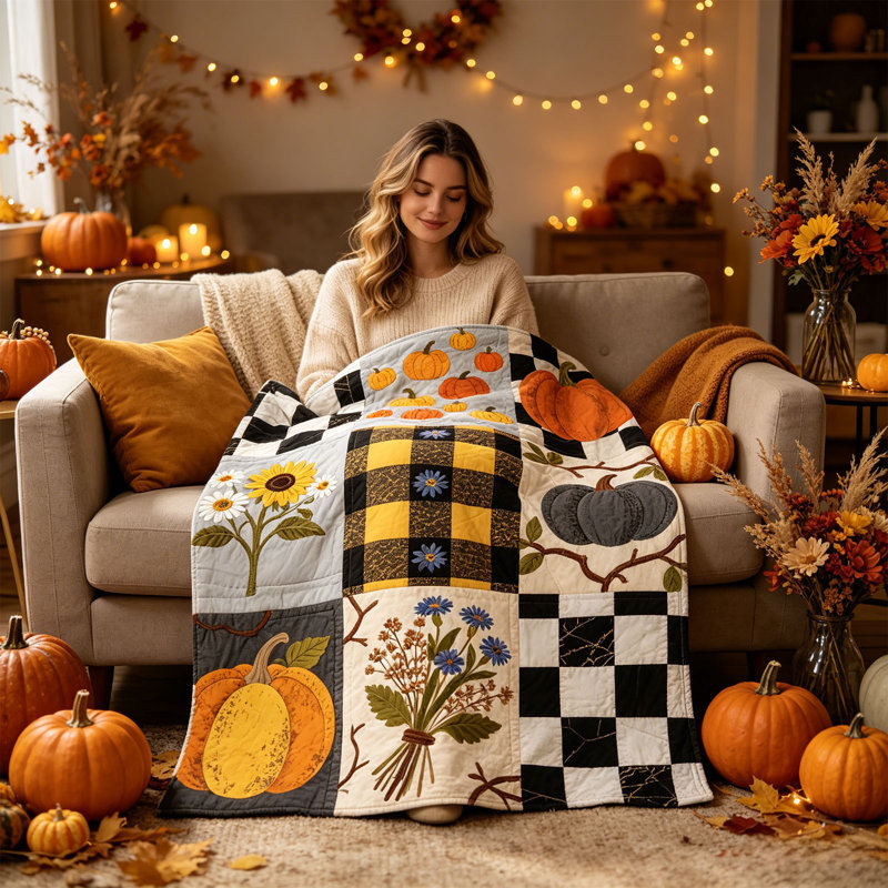 Couverture mignonne sur le thème de l'automne pour l'Action de grâce, couverture pour la sieste
