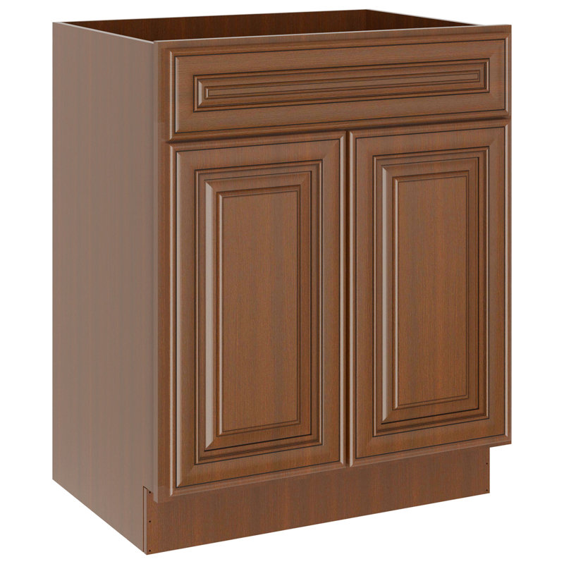 Base de meuble-lavabo HomLux avec contreplaqué non fini prêt à assembler, Cameo scotch, H 34,5 po x l 27 po x P 21 po
