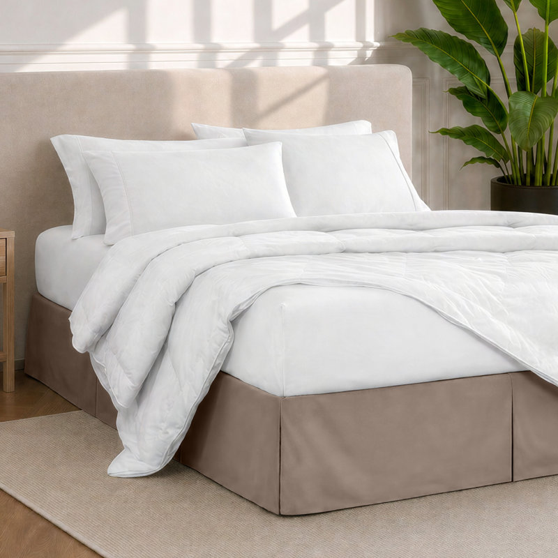 Jupe de lit plissée 15 po sur mesure, Grand, Taupe