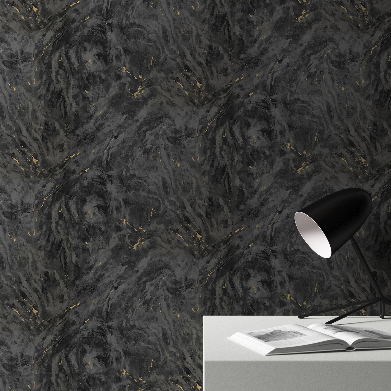 Aruba Marble Wallpaper, Black