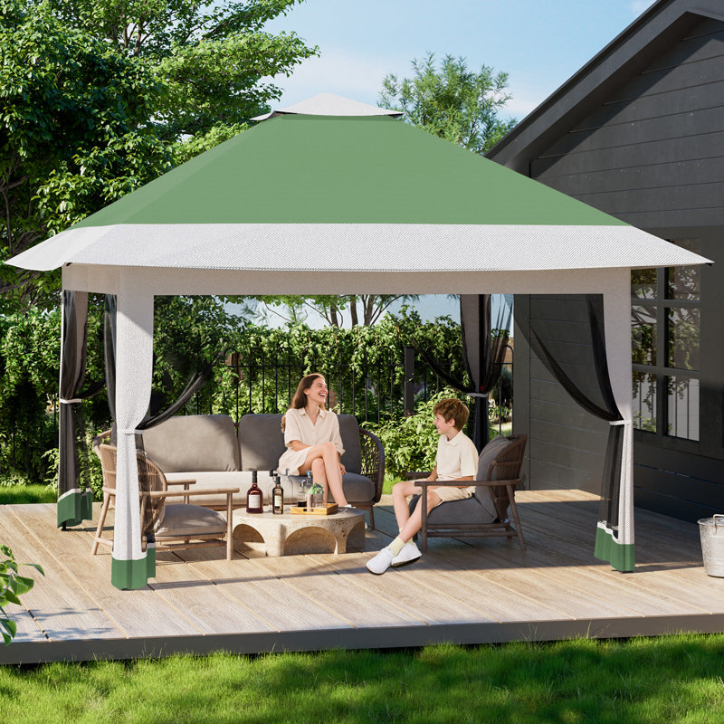 Pop Up Gazebo with Mosquito Net Outdoor Camping Tent Easy Setup for Patio Garden, Green
