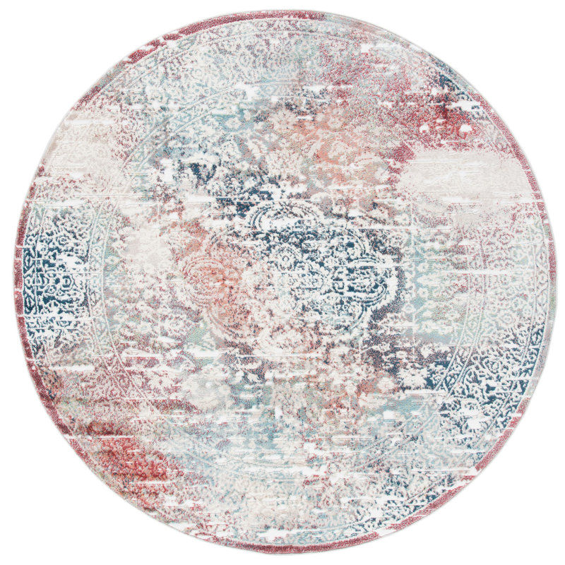 Tapis bordeaux Divergent, Rond 6 pi 7 po