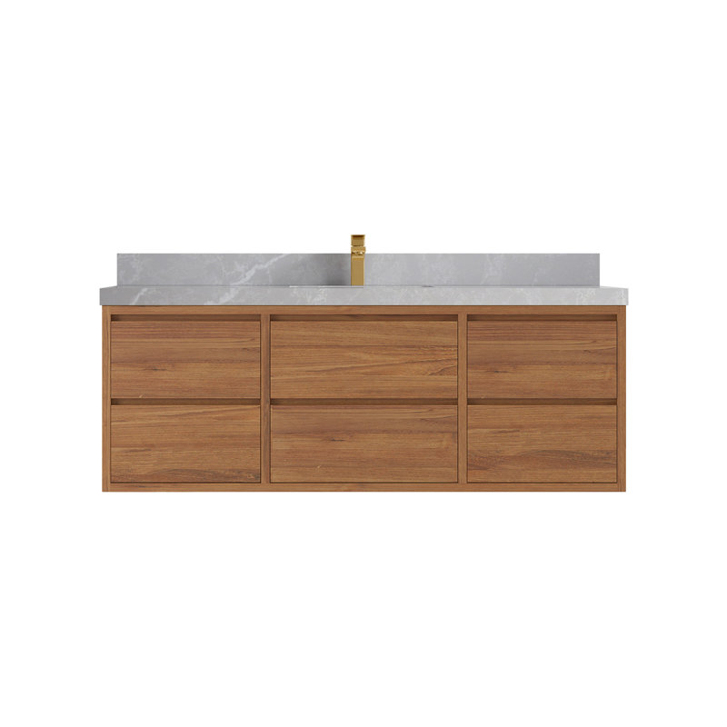 60'' Single Bathroom Vanity with Top, Pearl Gray