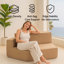 Fauteuil brun simple en polaire avec siège large, trois coussins de dossier et un support entièrement en mousse pour un confort ultime dans n'importe quelle pièce.-1094260540