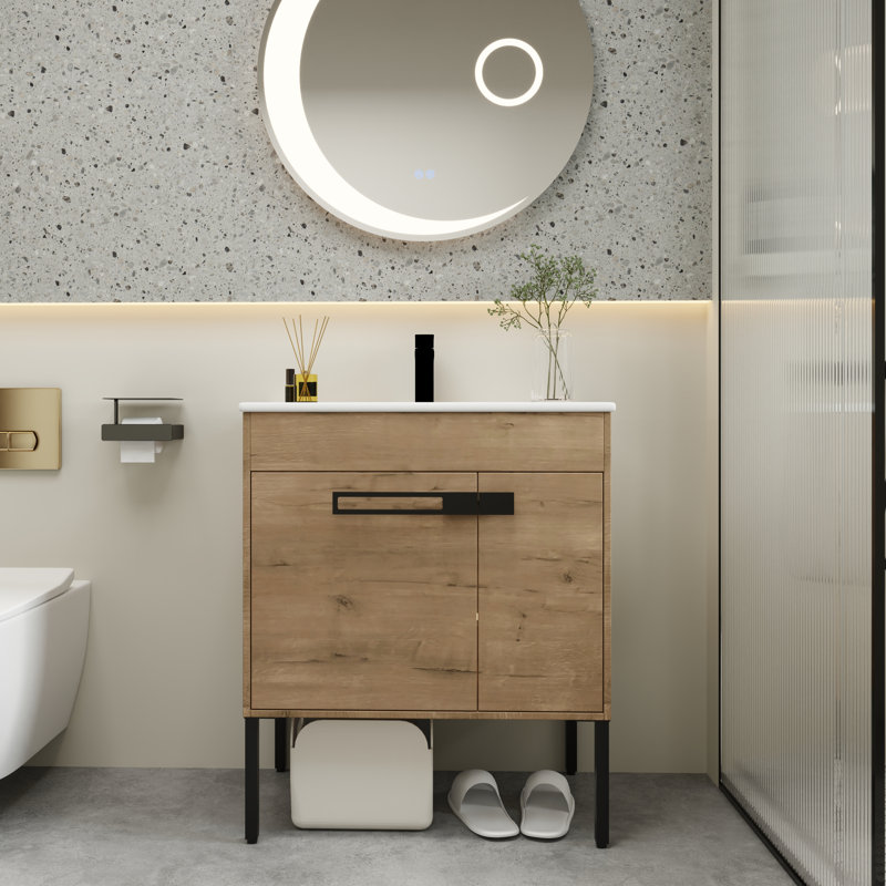 Aintzane 30.01 " W Free Standing Wall Mounted 1 Single Vanity Bathroom Vanity With Ceramic Top