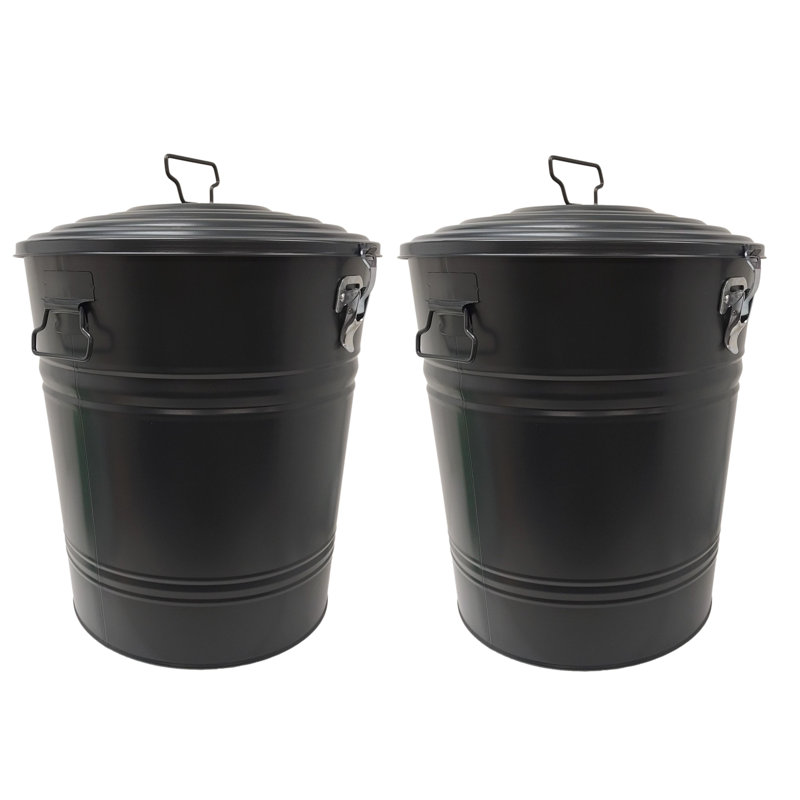 Poubelle en métal Verona, Gris foncé, 18 Gal, H 19 po x l 15 po x P 15 po