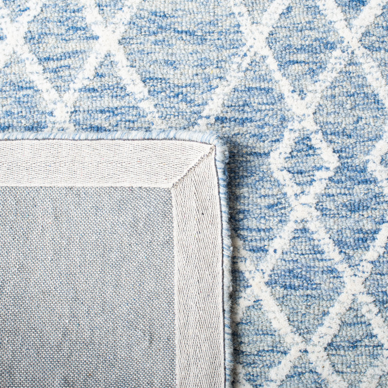 Gina Hand Tufted Indian Wool And Cotton With Latex Geometric Rug, Rectangle 8' x 10'