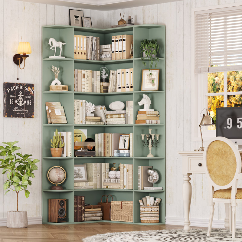 Bibliothèque en L 73,9 "à 6 niveaux, Vert