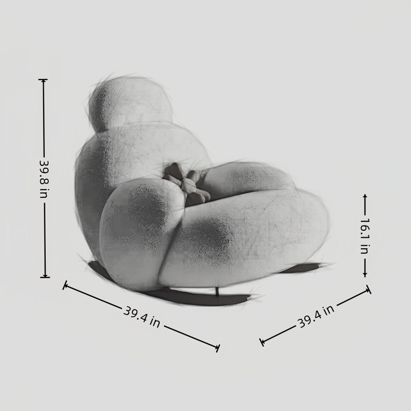 Chaise berçante moderne rembourrée, Gris