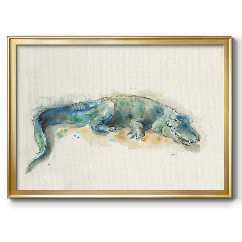 Alligator, Toile avec cadre flottant or, H 14 po x l 20 po x P 1,5 po