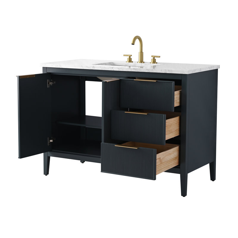 Emma 48" W Single Vanity, Vintage Blue/Brushed Bronze
