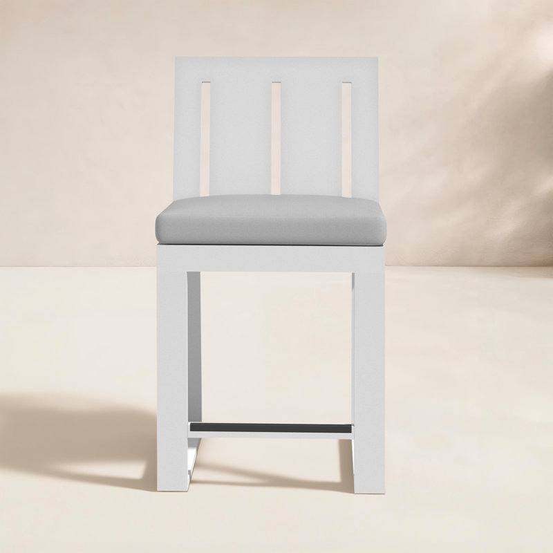 Tabouret de bar avec coussin Camela, Tabouret de bar (siège d'une hauteur de 26 po), Argent coulé Sunbrella®