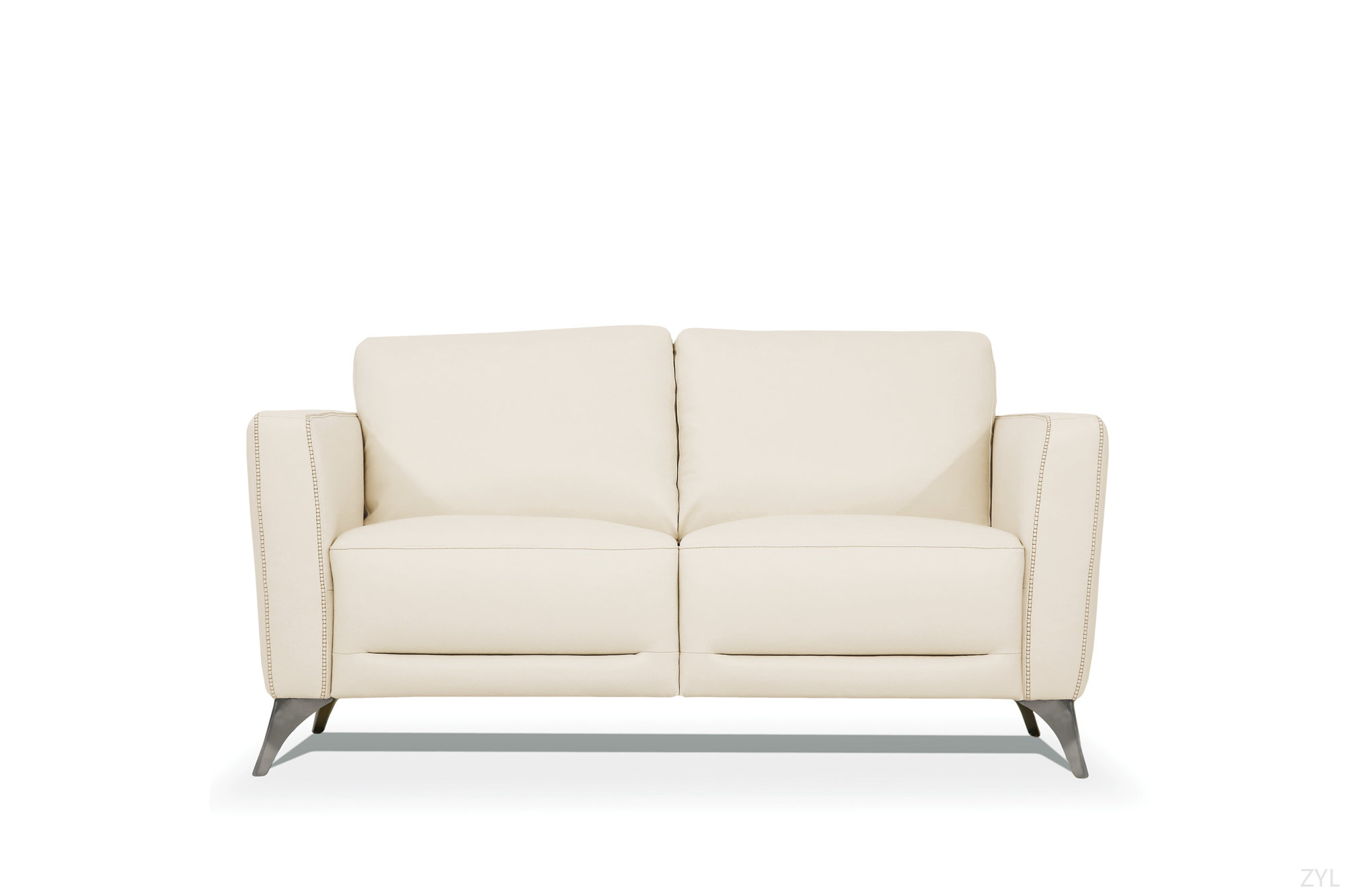 Curated visual reference: Fresh Look at Orren Ellis Sleek Minimalist Cream Leather Loveseat