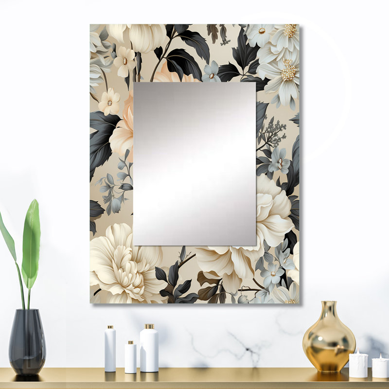 Kellogg Urban Victorian Chic Victorian Pattern - Floral Large Mirror, Cottage Decorative Wall Mirror, Printed Metal Art