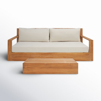 Azul Teak 2 - Person Patio Conversation Sets with Cushions