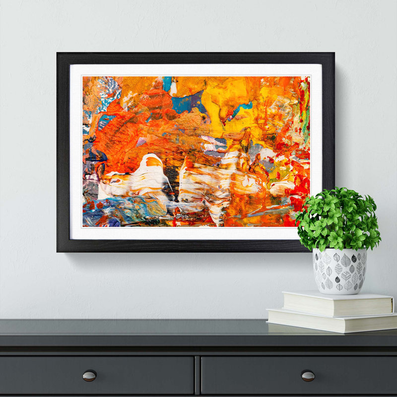 Abstract Art Painting Vol.416 by S.Johnson - Picture Frame Painting Print, 27cm H x 36cm W x 2cm D, Black Framed