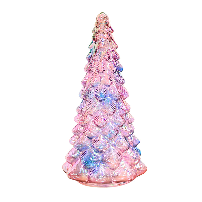 Colorful Glass Christmas Tree Light – Tabletop Holiday Décor With Timer For Indoor Xmas Display, White