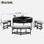 Table basse moderne à plateau relevable avec espace de rangement et 3 repose-pieds-1136308427